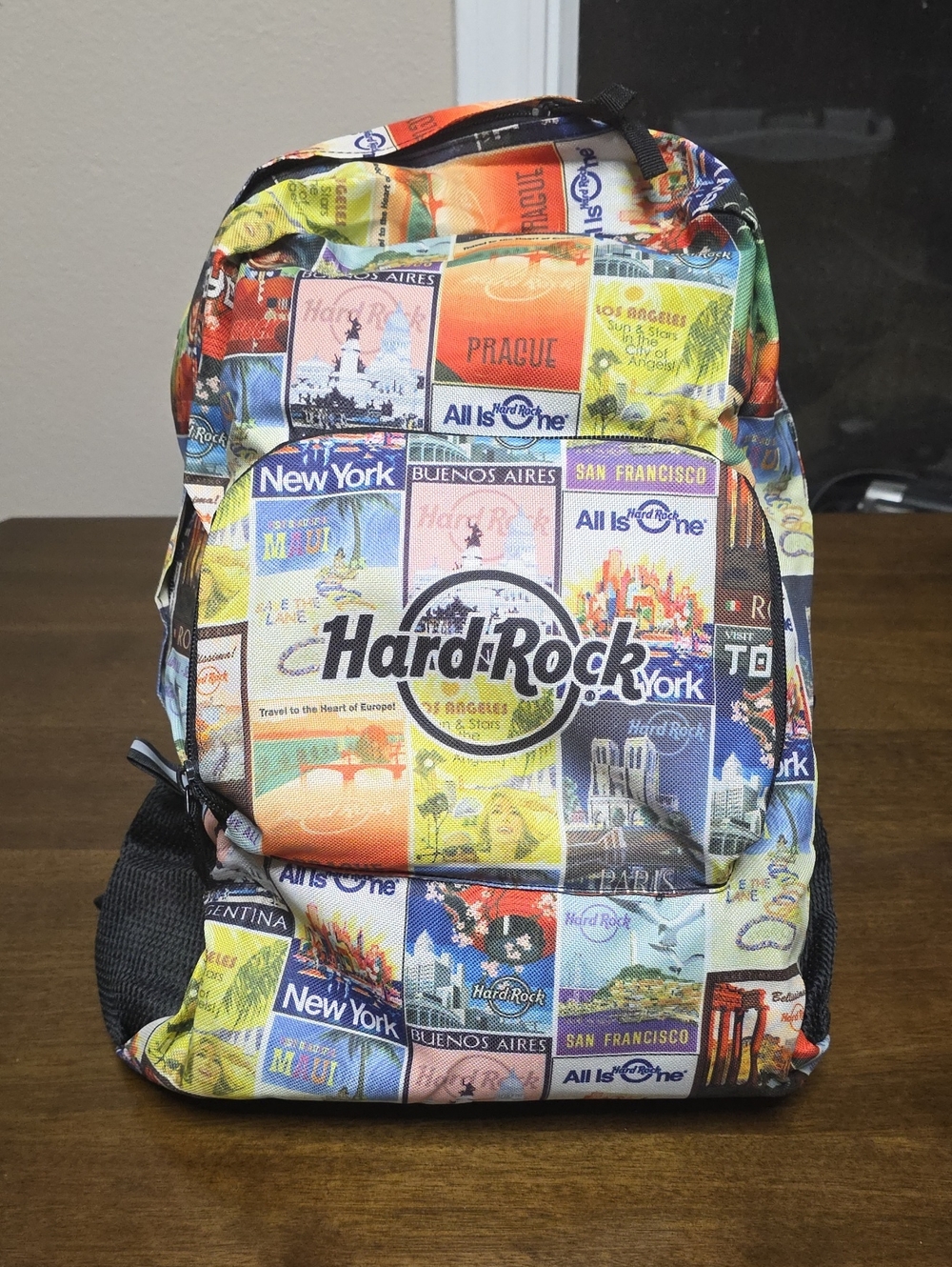 Hard Rock Cafe Multicolor Travel Poster Patchwork Backpack
